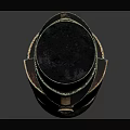 Traditional Weapon Sheath With Black Leather Cover And Gold Green Decorations