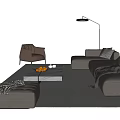 Modern Italian Sofa Coffee Table Combination Leather Sofa Multi-Person Sofa Single-Person Sofa Stool Living Room Sofa Side Couch 3d model