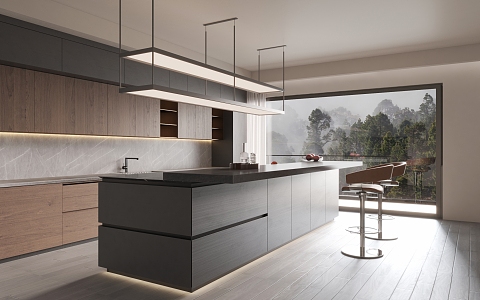 Italian Minimalist Open Kitchen 3d model