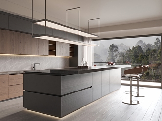 Italian Minimalist Open Kitchen 3d model