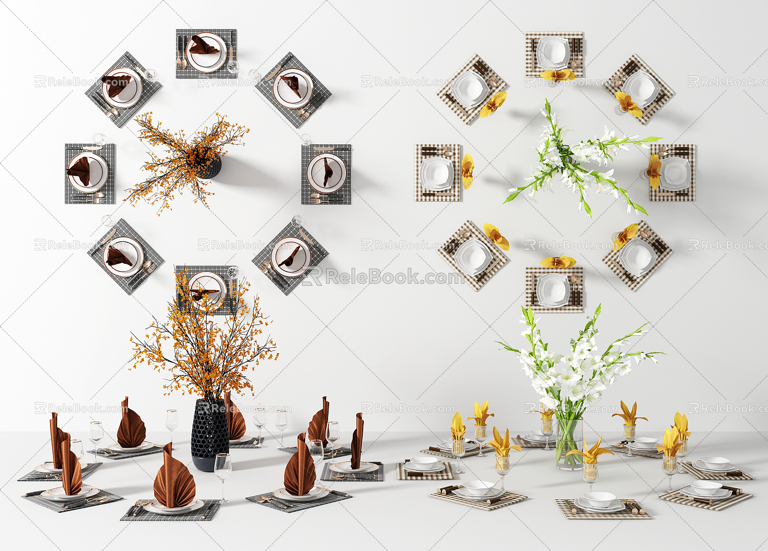 Modern Tableware Tableware Dinner Plate Combination 3d model