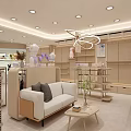 Modern Stylish Clothing Store Interior With Display Racks Sofa And Elegant Lighting