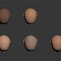 Multiple Bald Female Head Models in 3D Render With Varied Expressions 3d model