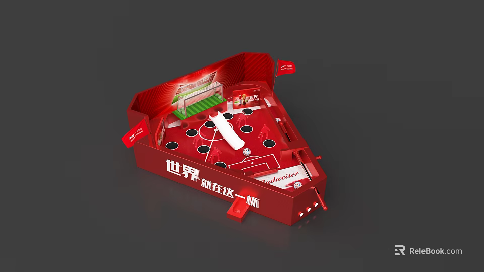 Interactive Zone Red Table Football Game with World Theme and Entertainment Elements 3d model 