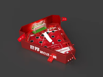 Interactive Zone Red Table Football Game with World Theme and Entertainment Elements 3d model