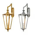 Gold and Silver Modern Wall Sconces with Geometric Frame and Glass Shade