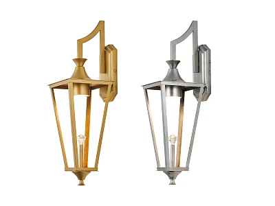 Gold and Silver Modern Wall Sconces with Geometric Frame and Glass Shade 3d model