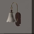 Elegant Wall Lamp With Wooden Base Gold Metal Arm And White Lampshade Design
