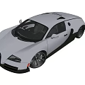 White Bugatti Sports Car With Sleek Body Black Wheels And Aerodynamic Design