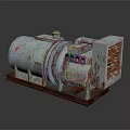 Rusted Industrial Equipment With Cylindrical Metal Body Control Panel Buttons And Base