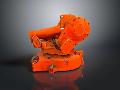 Heavy Duty Orange Industrial Equipment With Mechanical Structure And Precision Components 3d model