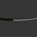 Long Silver Blade Weapon Knife with Brown Wooden Handle and Sharp Edge