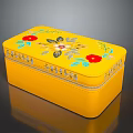 Elegant Yellow Decorative Storage Box With Floral Embroidery And Beaded Trim
