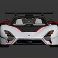 Sleek White And Red Convertible Supercar With Rear Spoiler And Sporty Aerodynamic Design