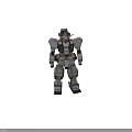 White Gundam Robot Model Figure With Yellow Red Accents Standing On Black Base