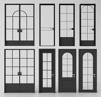 French glass door arched door sliding door opposite door wood 3d model