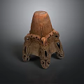 Hand Carved Wooden Sculpture With Intricate Patterns And Decorative Four Legged Base