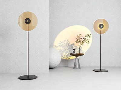 Modern Floor Lamps With Round Shades And Warm Light Projection In Interior Decor 3d model
