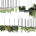 Modern Hanging Chandelier Design With Green Plant Leaves And Natural Elements
