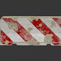 Worn Red And White Striped Construction Barrier Block With Spots And Cracks 3d model