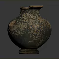 Ancient Hand Carved Ceramic Vase Sculpture With Intricate Patterns And Textured Surface