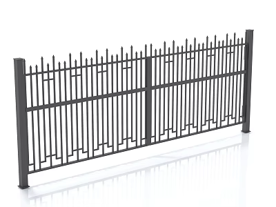 Modern Metal Fence With Geometric Patterns And Vertical Bars For Security 3d model
