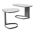 Elegant Modern Tea Table And Chairs With Black Frame And Marble Top Design 3d model