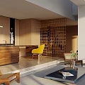 Modern Dining and Living Room Interior With Skylight Sofa Colorful Artwork And Large Windows