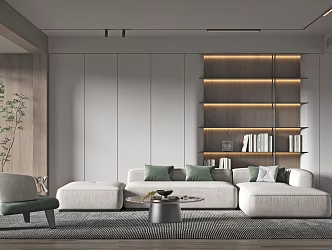 Modern living room sofa coffee table combination 3d model