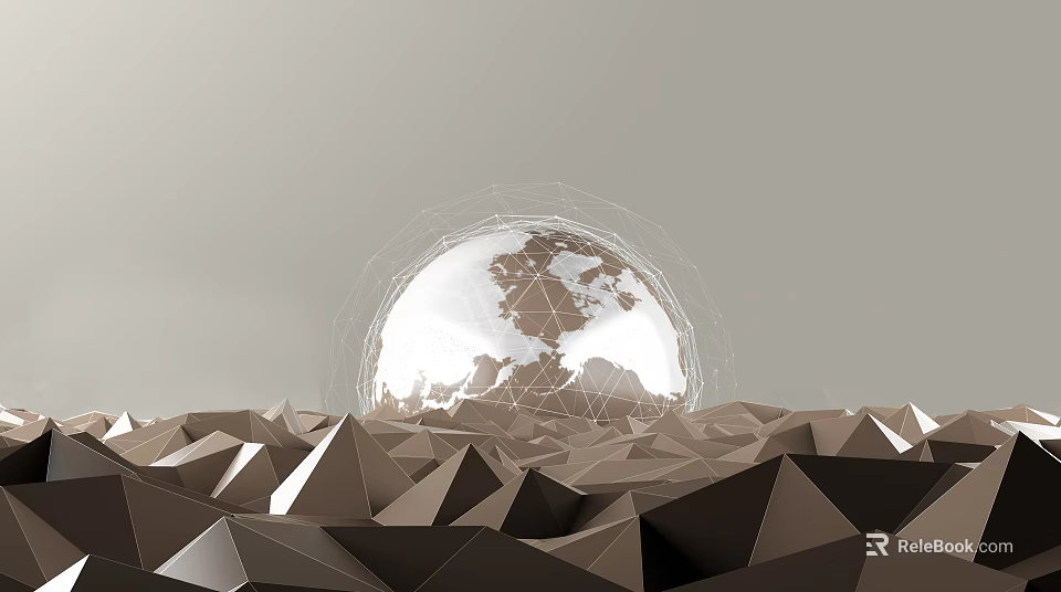 Commercial Equipment Modern Design Featuring Global Network And Geometric Structure 3d model