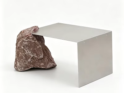 Modern Coffee Table with Natural Rock and Metal Structure in Contemporary Minimalist Style 3d model