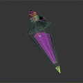 Transparent Conical Commercial Equipment With Purple Liquid And Cork Stopper