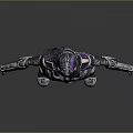 Futuristic Character in Purple Silver Armor with Helmet and Decorative 3D Model Standing Pose