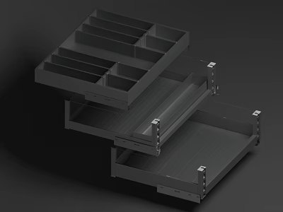 Modern Metal Layered Ceiling Design With Multiple Compartments And Shelves 3d model