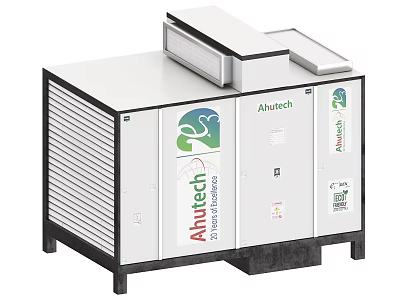 Ahutech Commercial Industrial Equipment Unit With Ventilation Panels And Brand Logo 3d model