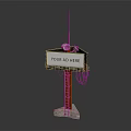 Industrial Equipment Billboard Structure With Red Metal Pole Base Support And Top Antenna Device