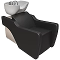 Professional Salon Shampoo Chair With White Wash Basin And Black Seat