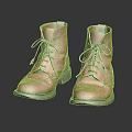 Tan Leather Brogue Ankle Boots With Intricate Lace Up Design On Reflective Surface