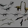 Different Types of Reptile Model Collection Featuring Long Necked Dinosaurs And Pterosaurs