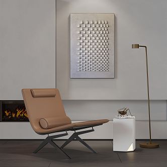 Modern Recliner Miloti Leisure Chair Side Floor Lamp Combination 3d model