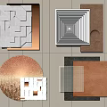 Contemporary Wall Decor With Geometric Shapes Circular Panels And Textured Square Designs