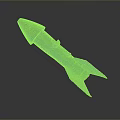 Detailed Metallic Rocket Model With Red Accents And Tail Fins Design