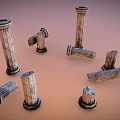 Roman Pillar Stone Pillar Stone Block 3d model