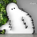 Simple Style Living Plant Wall Decor With White Ghost Shaped Art Design For Modern Interior