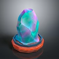 Colorful Polished Stone Decor with Handcrafted Wooden Base and Glossy Surface