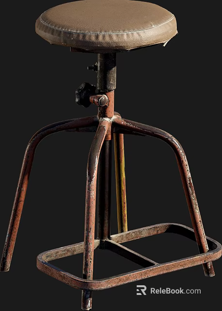 Rustic Metal Bar Stool Design With Curved Legs And Industrial Style 3d model 