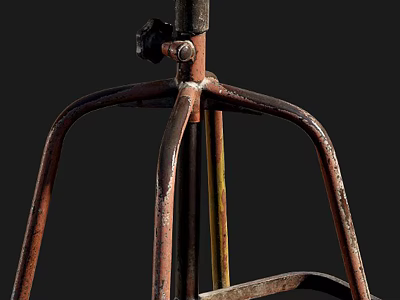 Rustic Metal Bar Stool Design With Curved Legs And Industrial Style 3d model