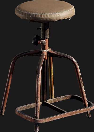 Rustic Metal Bar Stool Design With Curved Legs And Industrial Style 3d model