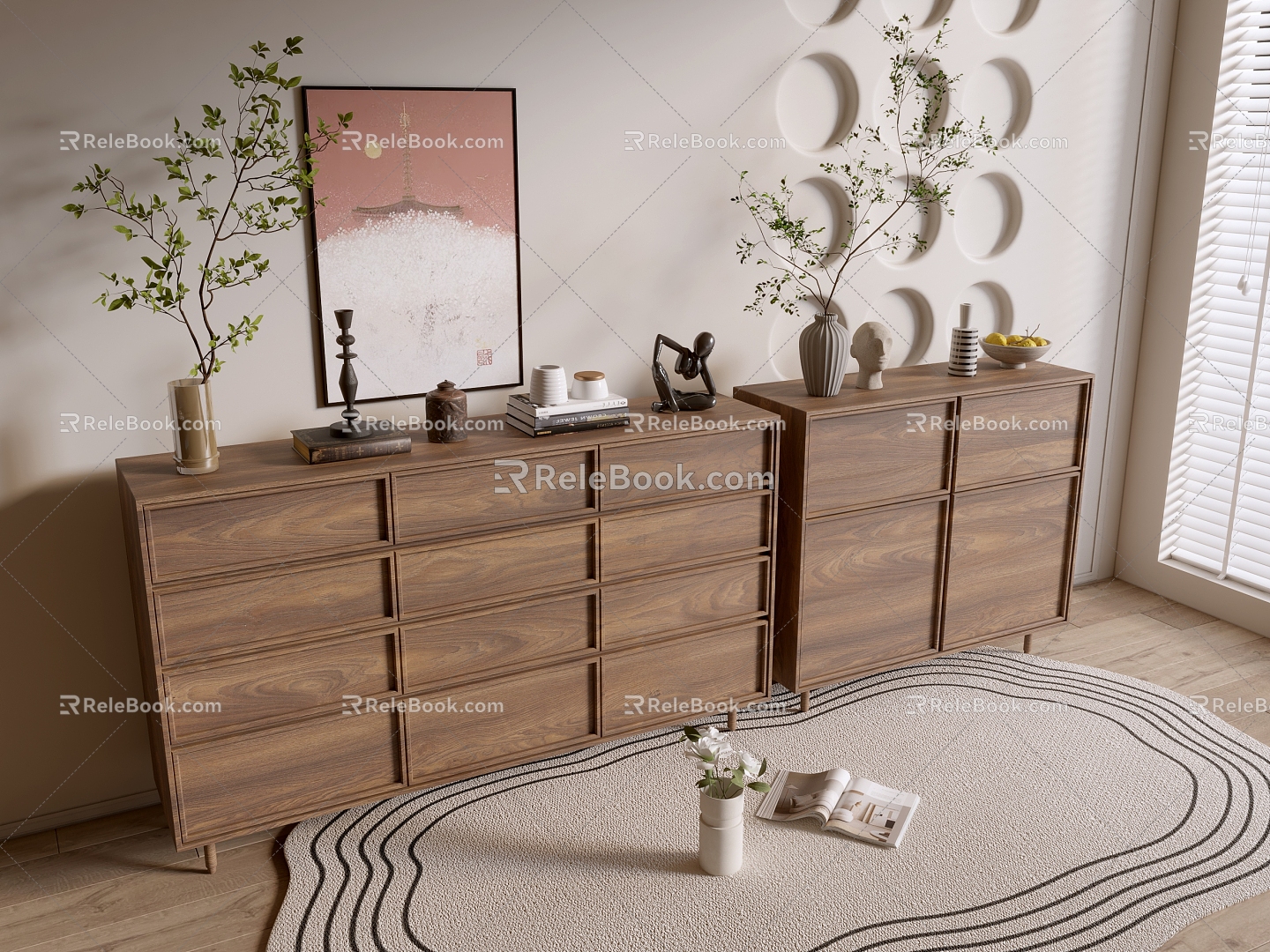 Modern Wood Grain Cabinet Simple Style Cabinet Whole Cabinet Sideboard Balcony Cabinet Storage Cabinet Entrance Cabinet 3d model