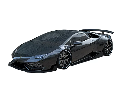 Black Sports Car with Sleek Aerodynamic Body Large Alloy Wheels Rear Spoiler and Modern Design 3d model